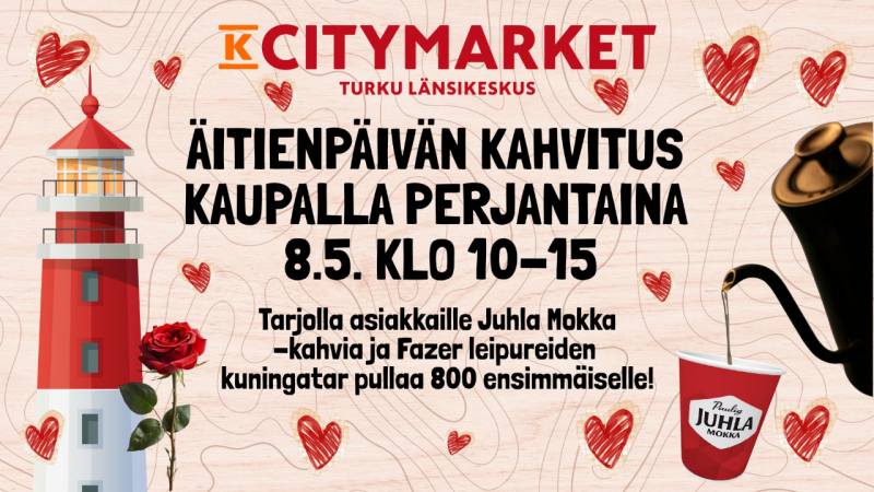 Äitienpäivän kahvitus Länkkärissä perjantaina 8. toukokuuta klo 10-15!